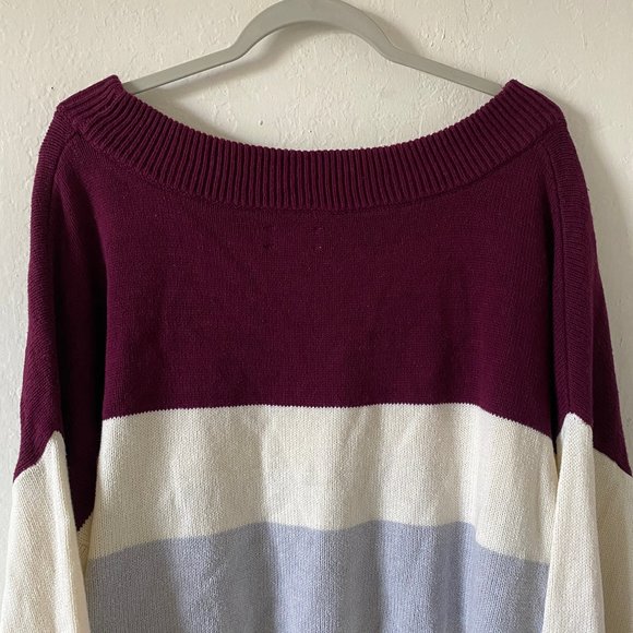 Lucky Brand Womens Sweater Relaxed Fit Ribbed Size XXL Knit Pullover Stripe - Picture 8 of 11